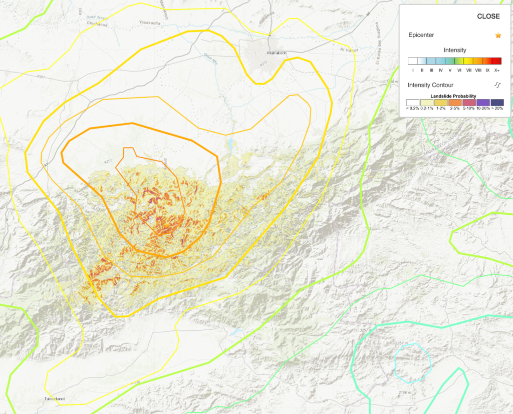 نقشه مناطق در معرض خطر زمین لغزش مراکش